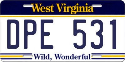 WV license plate DPE531