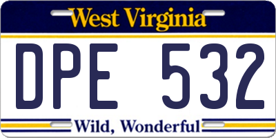 WV license plate DPE532