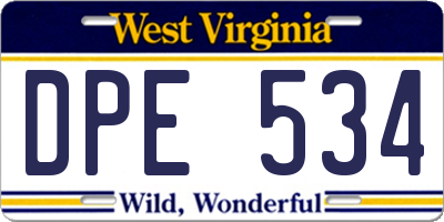 WV license plate DPE534