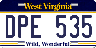 WV license plate DPE535