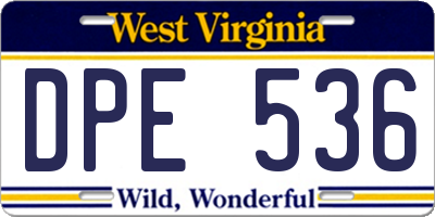WV license plate DPE536