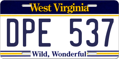 WV license plate DPE537