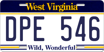 WV license plate DPE546