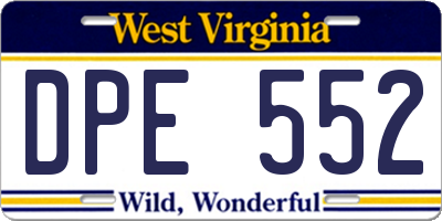 WV license plate DPE552