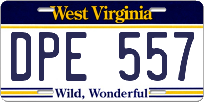 WV license plate DPE557