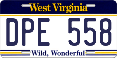 WV license plate DPE558