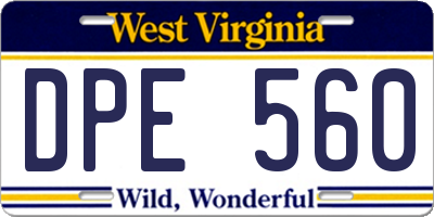 WV license plate DPE560