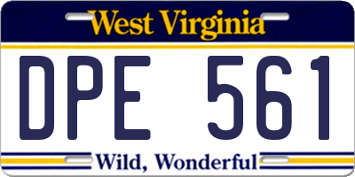 WV license plate DPE561