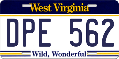 WV license plate DPE562