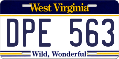 WV license plate DPE563