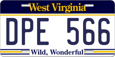WV license plate DPE566