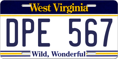 WV license plate DPE567