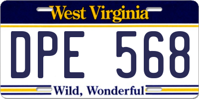 WV license plate DPE568