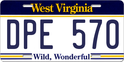 WV license plate DPE570