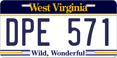 WV license plate DPE571