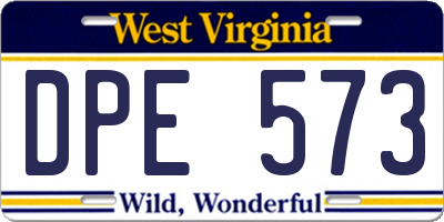 WV license plate DPE573