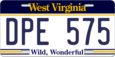 WV license plate DPE575