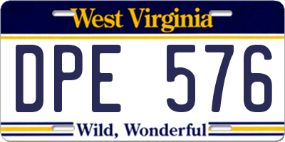WV license plate DPE576