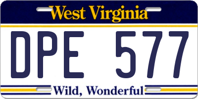 WV license plate DPE577