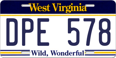 WV license plate DPE578