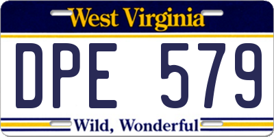 WV license plate DPE579