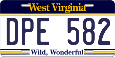 WV license plate DPE582