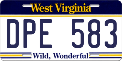 WV license plate DPE583