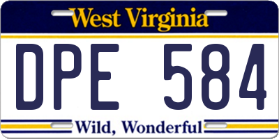 WV license plate DPE584