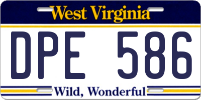 WV license plate DPE586