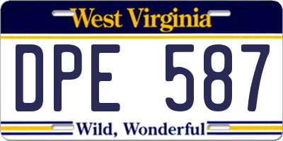 WV license plate DPE587