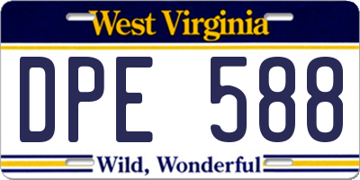 WV license plate DPE588