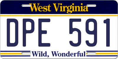 WV license plate DPE591