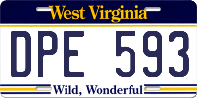 WV license plate DPE593