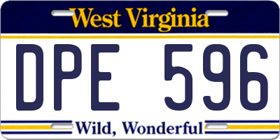 WV license plate DPE596