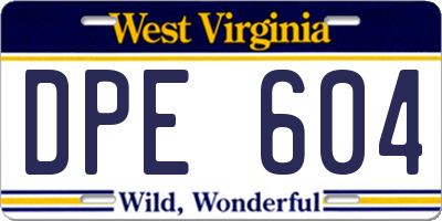 WV license plate DPE604