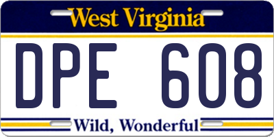 WV license plate DPE608