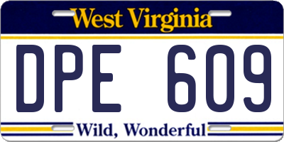 WV license plate DPE609