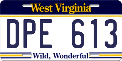 WV license plate DPE613