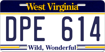 WV license plate DPE614