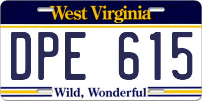 WV license plate DPE615
