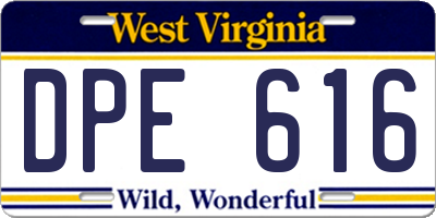 WV license plate DPE616