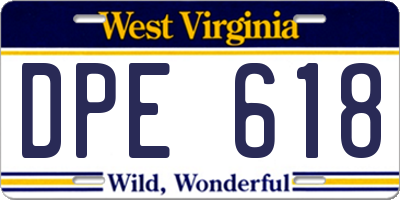 WV license plate DPE618