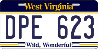 WV license plate DPE623