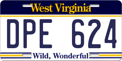 WV license plate DPE624