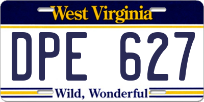 WV license plate DPE627