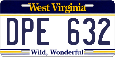 WV license plate DPE632