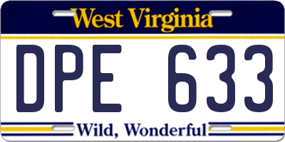 WV license plate DPE633