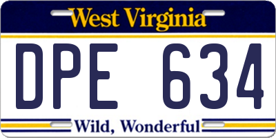 WV license plate DPE634