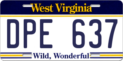 WV license plate DPE637
