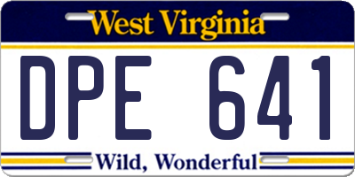 WV license plate DPE641